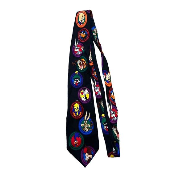 1993 Vintage Looney Tunes Many Characters Tie Multicolor Accessory VTG 90s - Picture 2 of 5